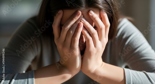 Anxious Woman Feeling Overwhelmed Representing Mental Health Support Life Crisis and Deep Sadness in Solitude