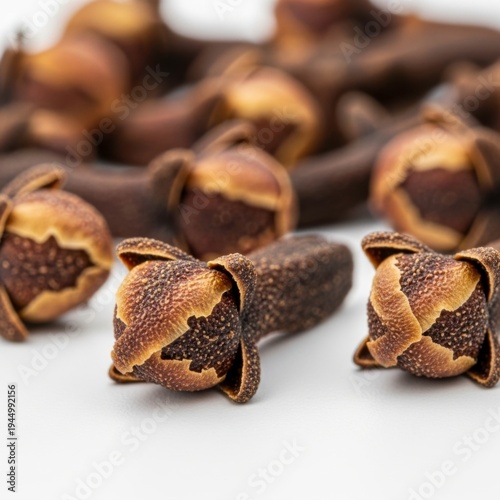 Macro Shot of Clove Buds on White Background