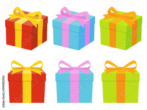 プレゼントボックスのセットイラスト