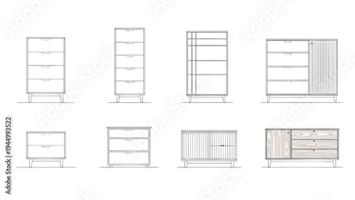 Modern Furniture Designs Cabinet Drawers and Shelves Interior Layouts Top View