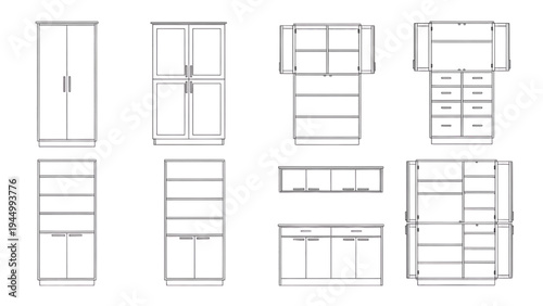 Furniture Cabinet Designs Blueprint Layouts for Interior Planning and Organization