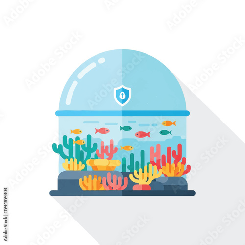Colorful Fish Aquarium With Corals.