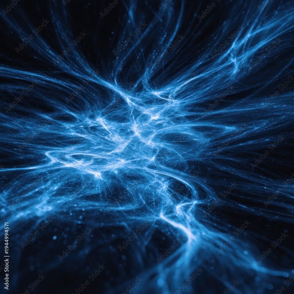 Fototapeta premium Abstract glowing blue lines and energy field with dark background