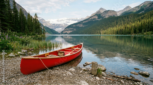 Canoeing adventure at emerald lake canadian rockies nature photography scenic landscape calm waters outdoor experience