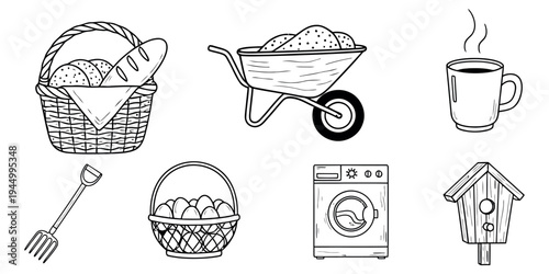 Gardening and household chores illustration