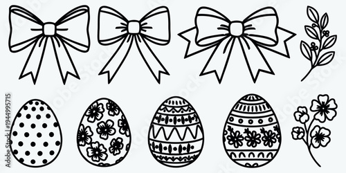 Easter decorations featuring bows and eggs