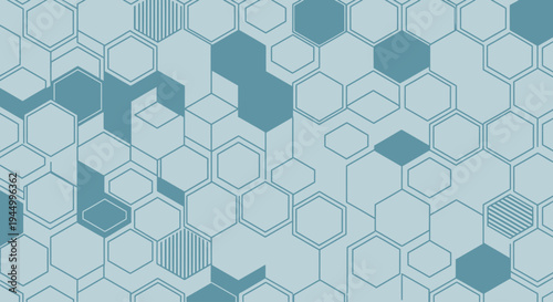 Hexagon shapes in blue tones.
