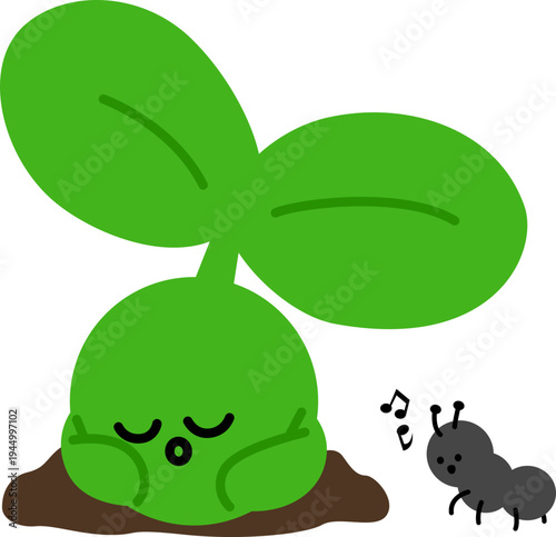 새싹 캐릭터 벡터_개미 자장가