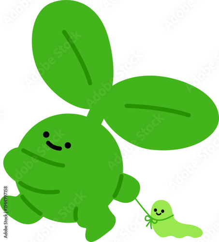 새싹 캐릭터 벡터_산책