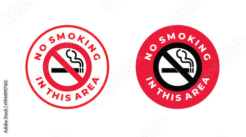 No Smoking in This Area Sign – Red Circle Prohibition Warning Symbol