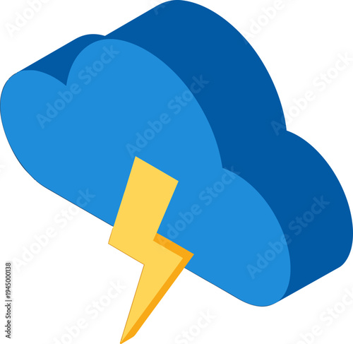 A stylized 3D blue cloud icon with a yellow lightning bolt symbol.