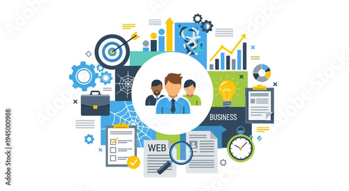 Management icon set.  business icons in line style. Editable web icons for business, marketing, planning, support, vision, project, work