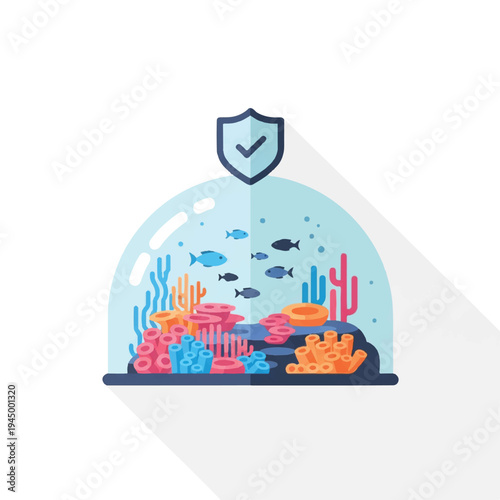 Protected Aquarium with Colorful Fish.