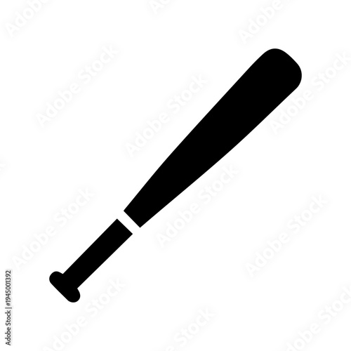 A single black metal baseball bat is isolated on a white background as a sleek piece of sports equipment in this closeup studio object shot