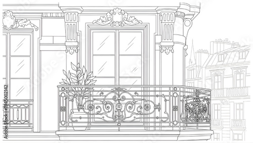 Minimalist Parisian Wrought Iron Balcony Vector Set French Architectural Line Art Sketch for Boutique Branding