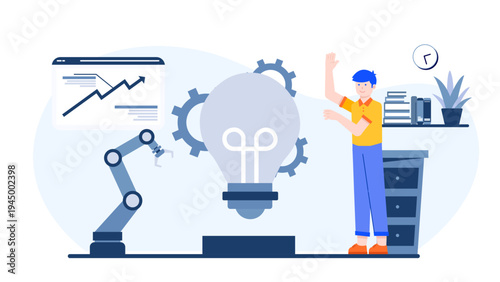 Professional developing innovative concepts with mechanical assistance