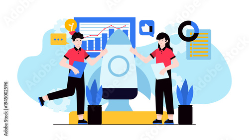 Flat Design Business Innovation Hub Concept and Creative Start Up