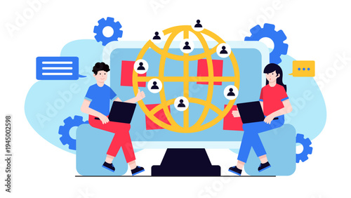 Global Business People Connecting Online and Remote Collaboration
