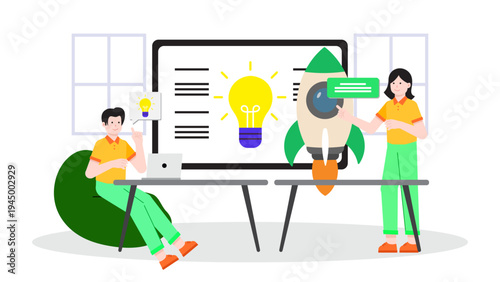 Creative team working in innovation lab for business startup projects