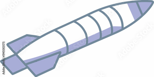Stylized illustration of a torpedo or missile with fins and stripes