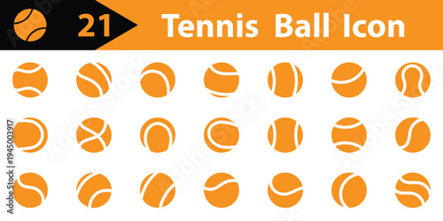 Tennis ball icon suitable design silhouette set. Tennis ball collection with static and motion versions for match, training, and game design. eps 10