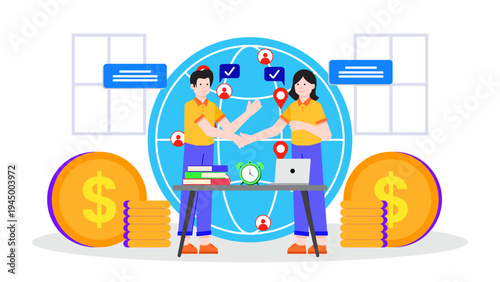 Business partners reaching an agreement for international cooperation