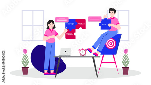 Team working on business problem solving and crisis management