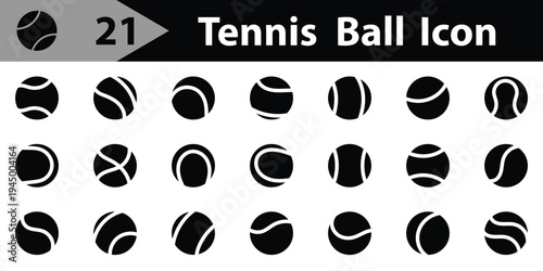 Tennis ball icon suitable design silhouette set. Tennis ball collection with static and motion versions for match, training, and game design. eps 10