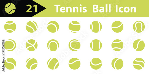 Tennis ball icon suitable design silhouette set. Tennis ball collection with static and motion versions for match, training, and game design. eps 10