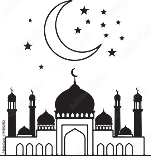 Open Holy Quran book with crescent moon symbol for Islamic religious studies. icon