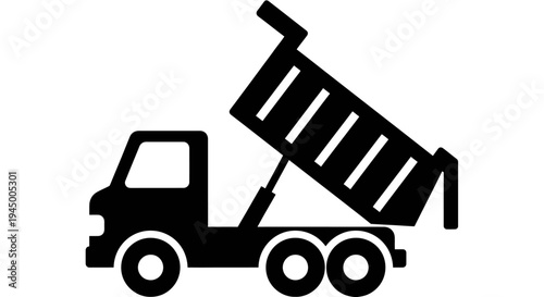 Tipper truck lifting bed icon for earthmoving and mining transport