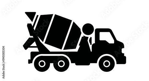 Heavy cement mixer truck icon for large scale construction
