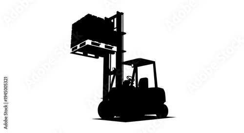Forklift lifting cargo pallet icon for supply chain and storage