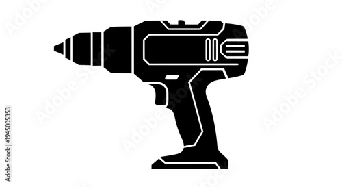 Battery powered drill icon for home renovation and carpentry