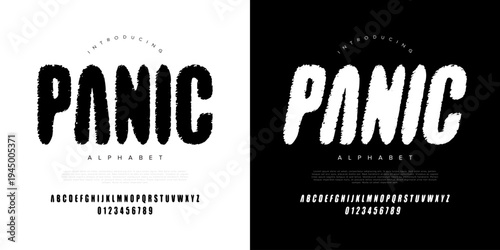 PANIC textured brush display font for energetic sport branding vintage street style and bold expressive headline design