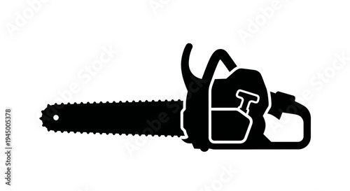 Power chainsaw icon for forestry and timber cutting