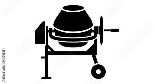 Industrial cement mixer machine icon for building infrastructure