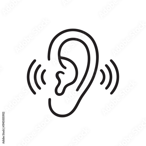 Ear hearing problem line icon. Audio loss symptom vector illustration isolated on white background.