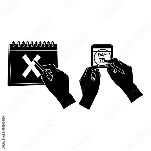 Transitioning from traditional calendar to digital countdown tracker Vector, illustration