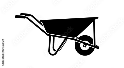 Manual construction wheelbarrow icon for garden and building work