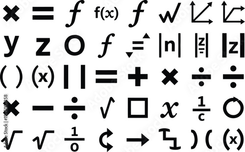 Set of 30 mathematical symbols and functions vector