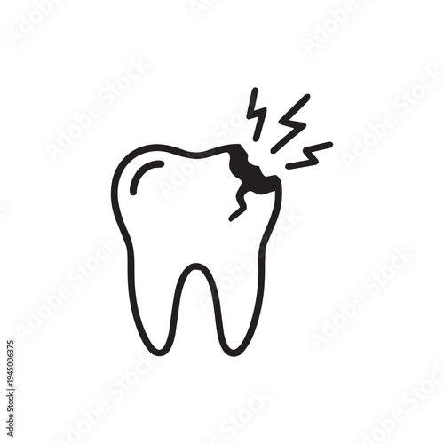 Tooth nerve pain dental line icon. Dentistry sensitivity vector illustration isolated on white background.