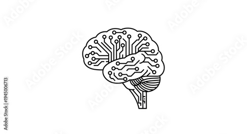Cyborg brain with circuits and wires symbolizing artificial intelligence and human machine interface