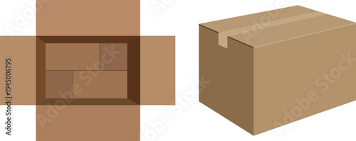 Open and closed cardboard boxes