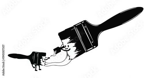 Playful paintbrushes creating art with a vibrant stroke