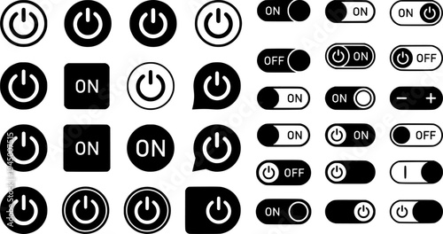 On-off icon. Set of power buttons. Vector illustration.
