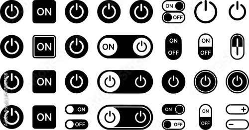 On-off icon. Set of power buttons. Vector illustration.
