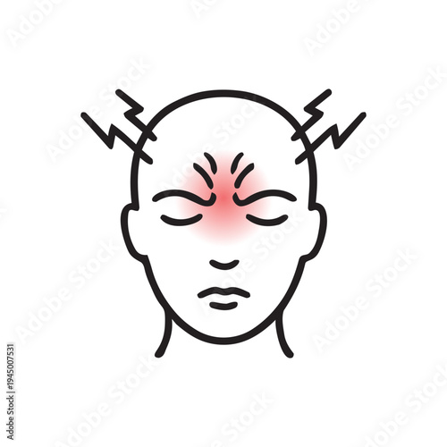 Stress tension headache line icon. Mental fatigue symptom vector illustration isolated on white background.