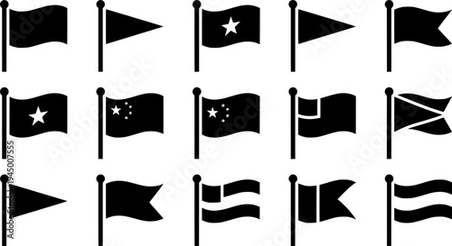 Flag icon. Set of black flag icons. Vector illustration. Flag icon collection
