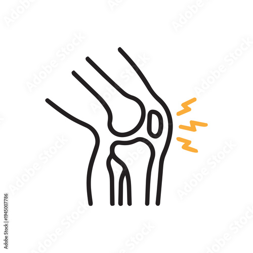 Knee arthritis inflammation line icon. Joint disease vector illustration isolated on white background.